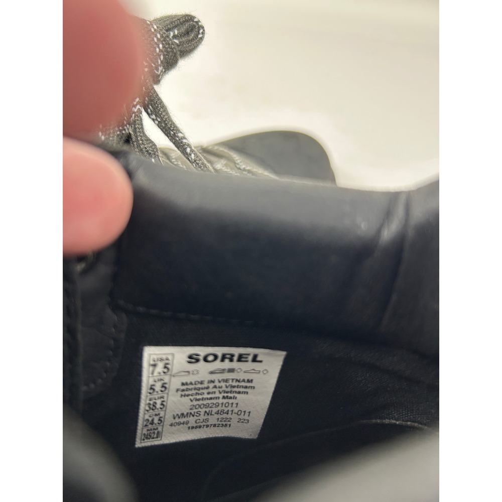 Sorel Lennox Hiker Boots Womens Black Waterproof Leather Snake Embossed Lace 7.5 - Picture 11 of 11